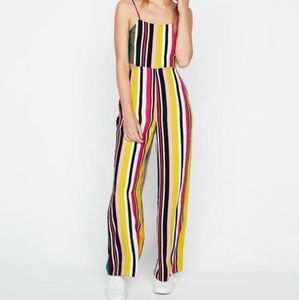 Express Striped Wide Leg Cutout Jumpsuit